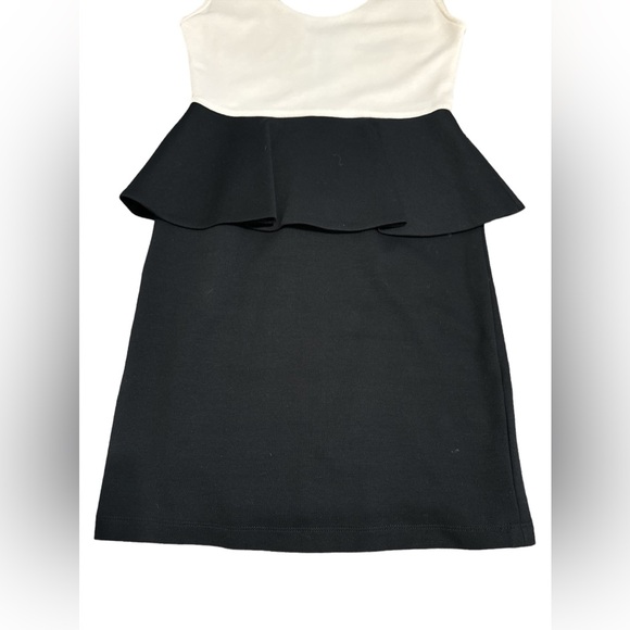 Alice + Olivia sz 2 Peplum Sexy Work Dress Cream Top Black Pencil Skirt Dress - Picture 6 of 11